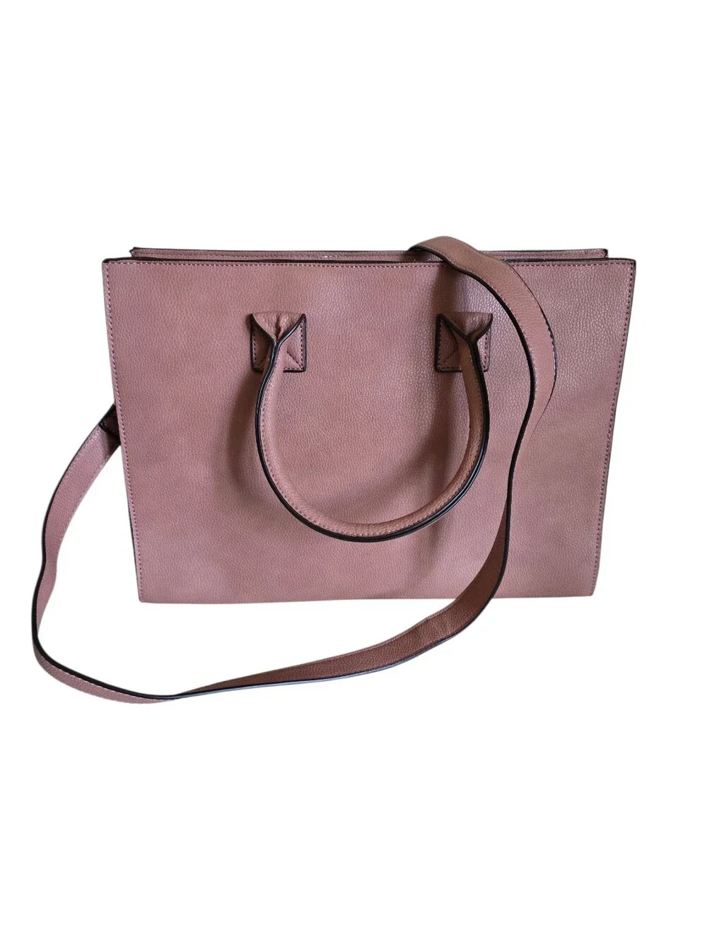 Justfab Women's Mauve Pink Pebbled Faux Leather Large Satchel Tote Handbag - Picture 8 of 16
